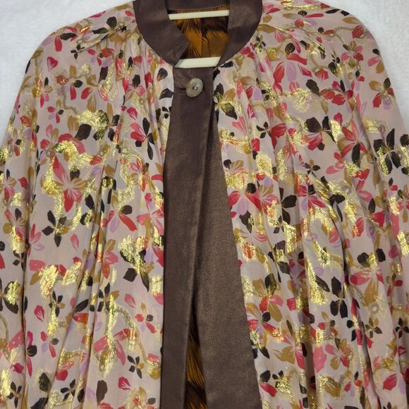 A0001 Diane Von Furstenberg Hadini Reversible Floral & Animal Print Coat Size 8 - Picture 2 of 16